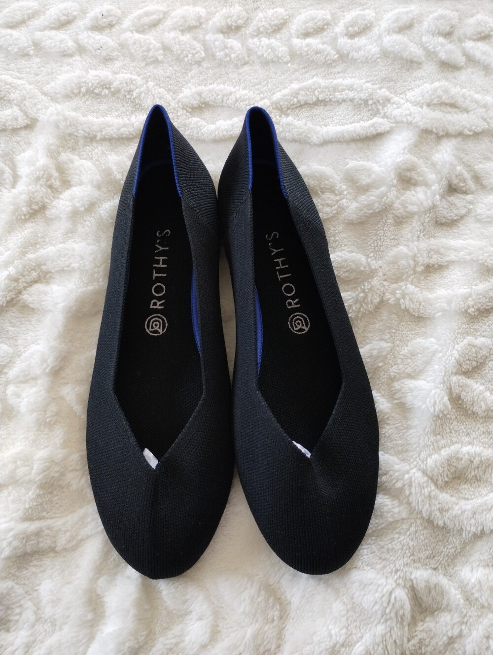 Rothy's Flat Round Toe Ballet Flats with Blue Accent 10.5